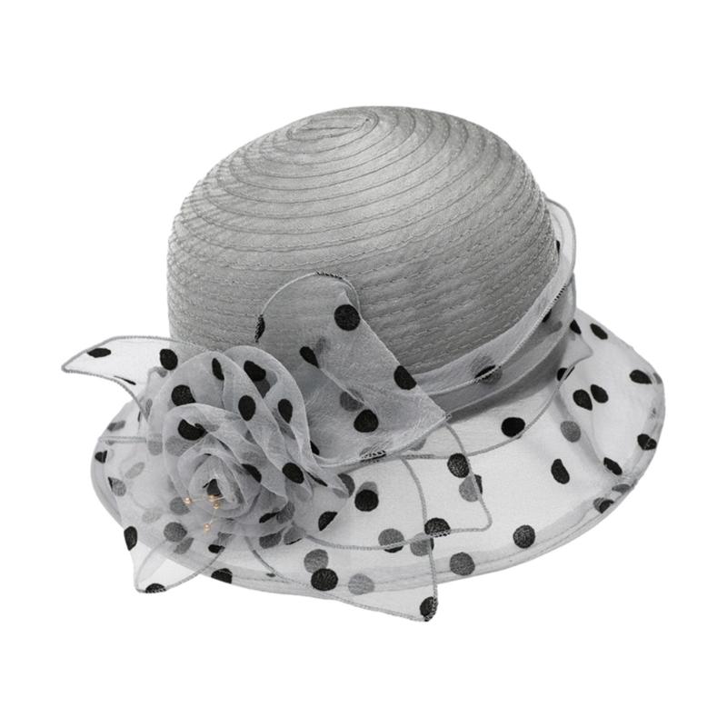 Summer Fisherman Hat For Elder Outdoor Bucket Hat With Yarn Dot Flower Decors
