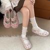 Casual Fashion French Cute Pink Floral Wind Shallow Mouth Flat-soled Single Shoes Women's 2025 New Spring Mary Jane Shoes