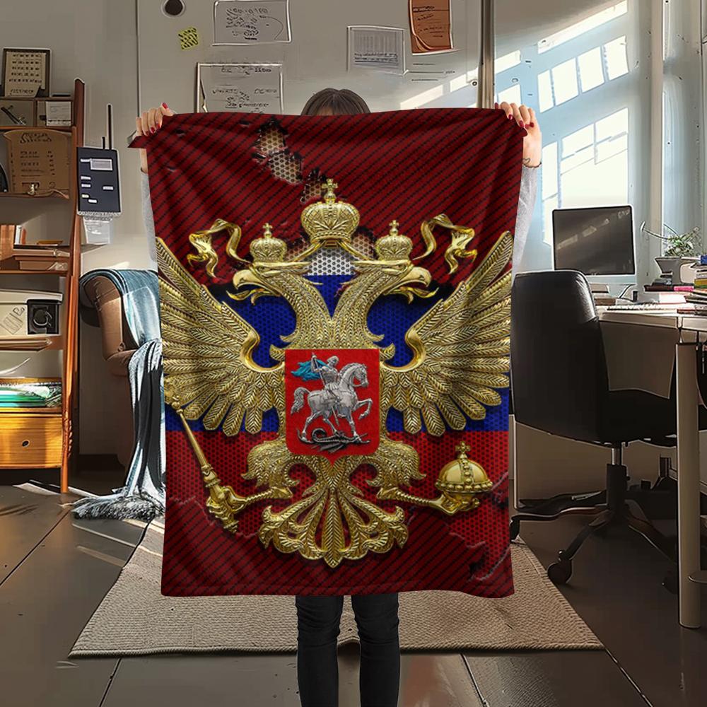 1PC Russian Double Print Flannel Blanket, High quality Comfortable for All Seasons, Home Decor, Warmth and Comfort, Perfect for Christmas Gifts138