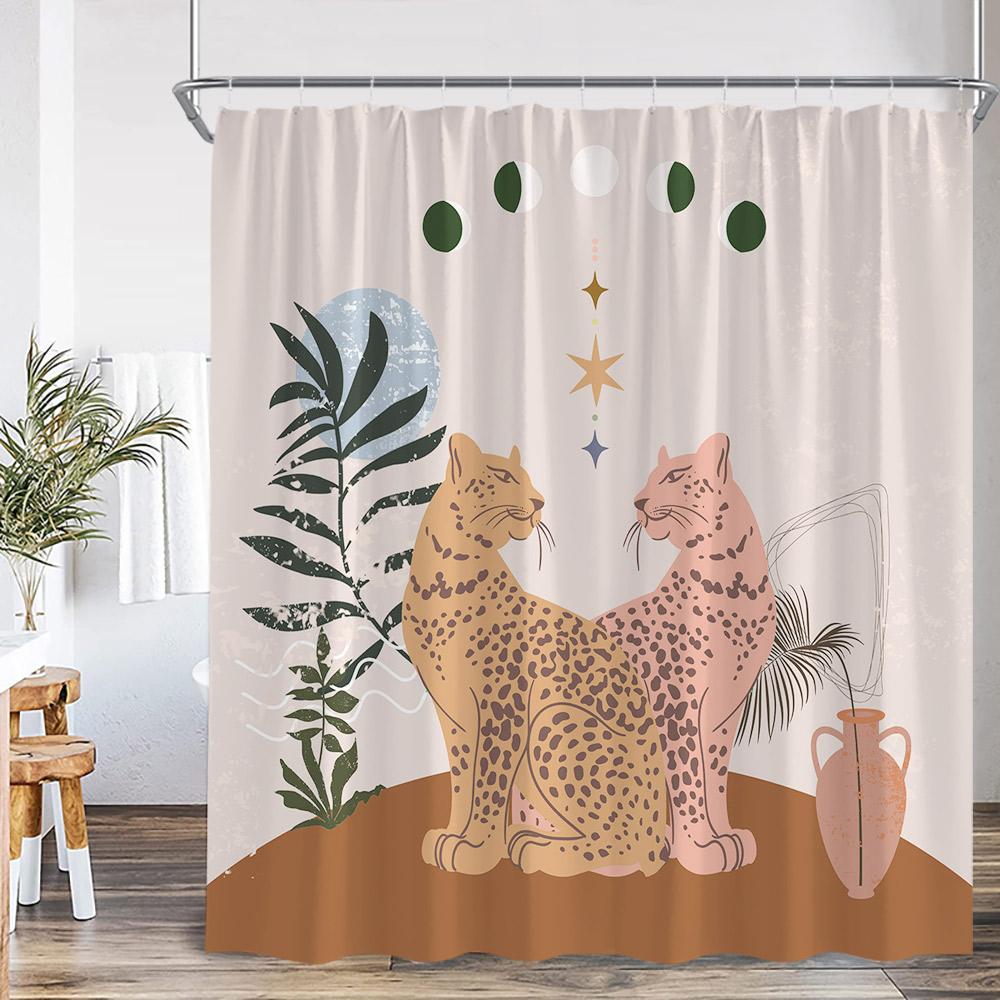 Abstrakta duschdraperier Nordisk mid-century-stil Badrumsdekorationer Modern minimalistisk badkarsgardin Polyester Badrumsdekor