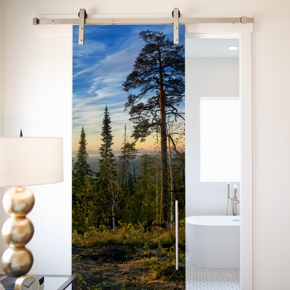 3D Forest Scenery Door Sticker - Removable Vinyl Mural, Nature Pathway Adhesive Door Wallpaper for Home Decor