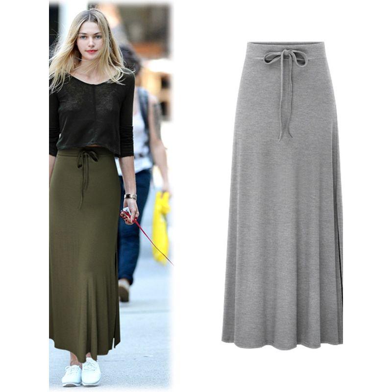 Solid Color Lace up Waist Hugging Skirt Solid Lace-up Sheath Skirt for Women