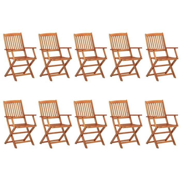 VidaXL Solid Acacia Wood Garden Dining Furniture 11 Pcs Patio Table and Chairs Dining Set 3086978