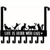 8 Pack Gothic Cat Shaped Wall Hooks for Clothes Towels, Black Metal Coat Rack