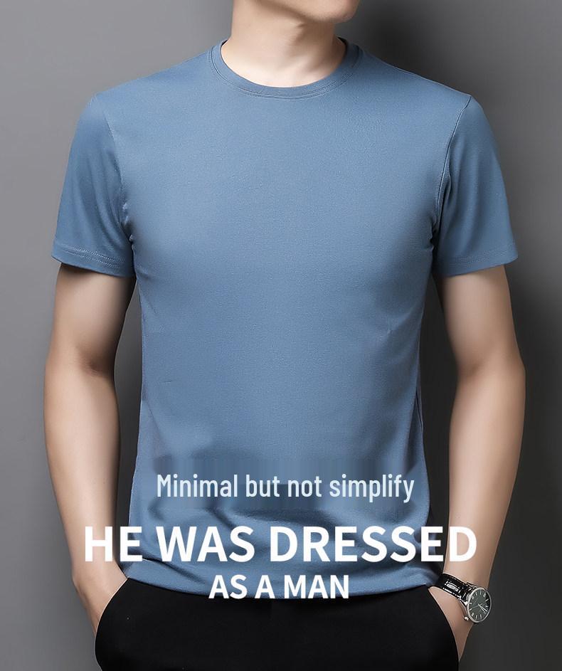 Men's Summer 2022 Pure Cotton Crew Neck T-shirt - Solid Color, Short Sleeve, Casual Fit