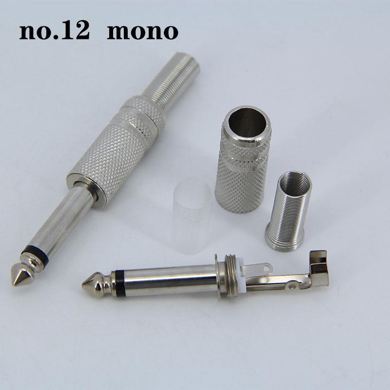 2pcs 2 3 Pole 6.35mm 6.5mm Audio Male Female Mono Stereo Solder Connector Plug Socket Gold Plated Metal Amplifier Mic Converter