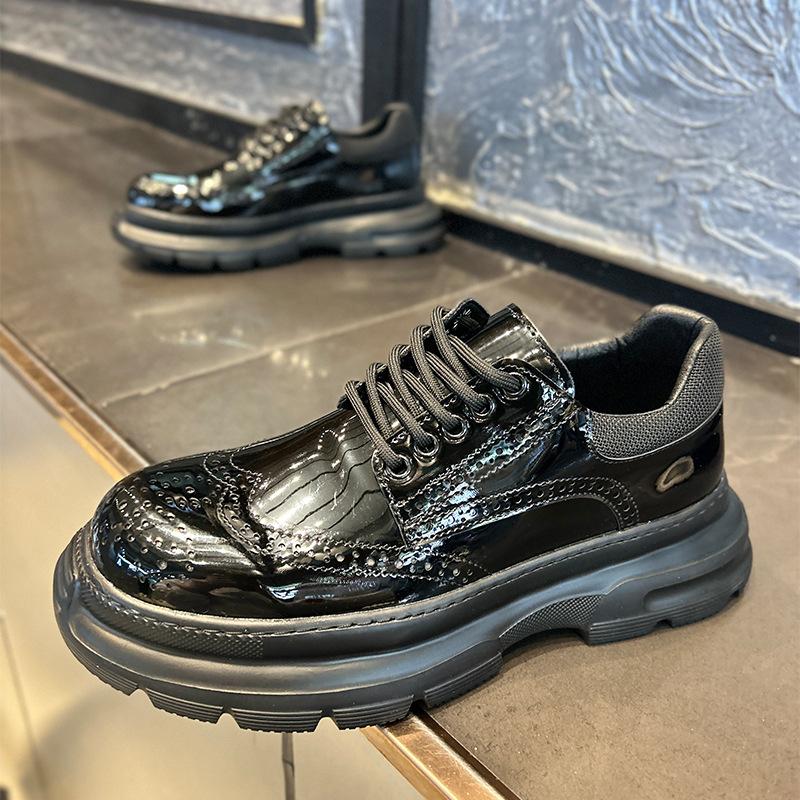 Spring new patent leather glossy platform dad shoes casual and comfortable qs 38 leather shoe size
