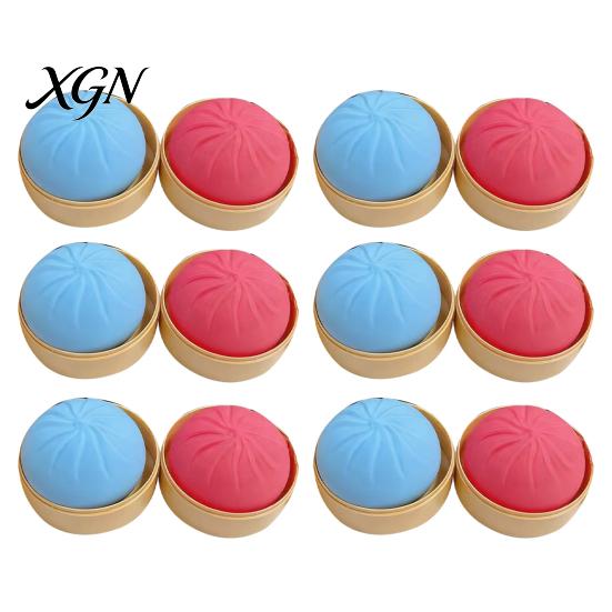 TPR Stress Ball 12Pcs Steamed Bun with Steamer Anti-Anxiety Glitter Cartoon Relaxation Squeeze Dumpling Toy Simulated Dough Fidget Sensory Reliever