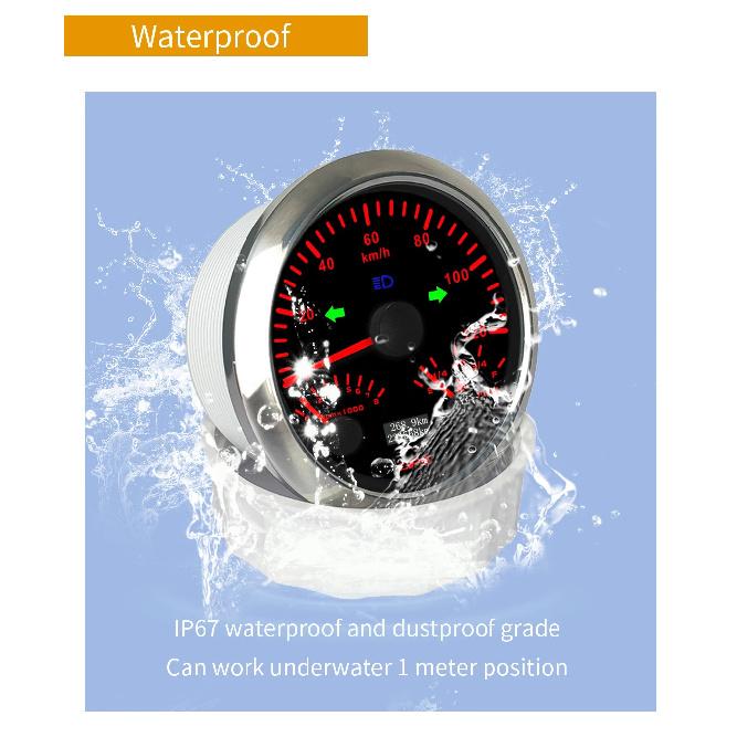 ELING Car Boat Universal 85mm 3 in 1 Multifunctional 200kmh GPS Speedometer with 8KRPM Tachometer Fuel Level 7 Colors Backlight