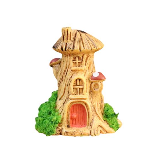 Mini Cartoon House Figurine Miniature Road Sign Chair Stone Letter Box Mushroom Statue House Micro Landscape Fairy Garden Decoration
