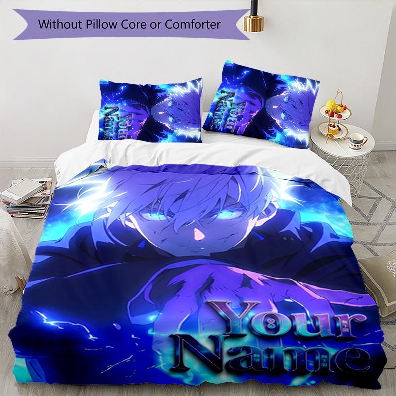 3pcs Gojo Satoru Cover Set - Personalized Name, HD Printed Bedding with 1 Cover and 2 Pillowcases - Perfect for Home Decor, Easy Care