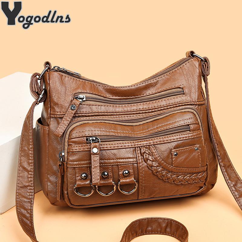Sacs à main et sacs à main Vintage en cuir Pu pour femmes, sacs à main de luxe de bonne qualité, Design multi-poches, sacs à bandoulière pour dames
