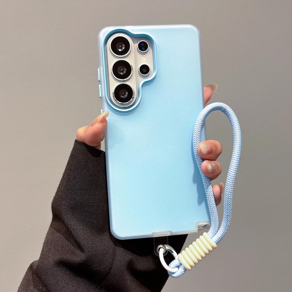 2 In 1 Candy Color Lanyard Case for Samsung Galaxy S26 Ultra S25 S24 S22 Plus S23 FE A55 A56 A57 A16 Matte Wrist Strap Cover