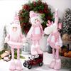 Weihnachtsdekorationen Weihnachten rosa Pailletten einziehbare Puppe Fenster Weihnachtsmann Schneemann Elch Ornament