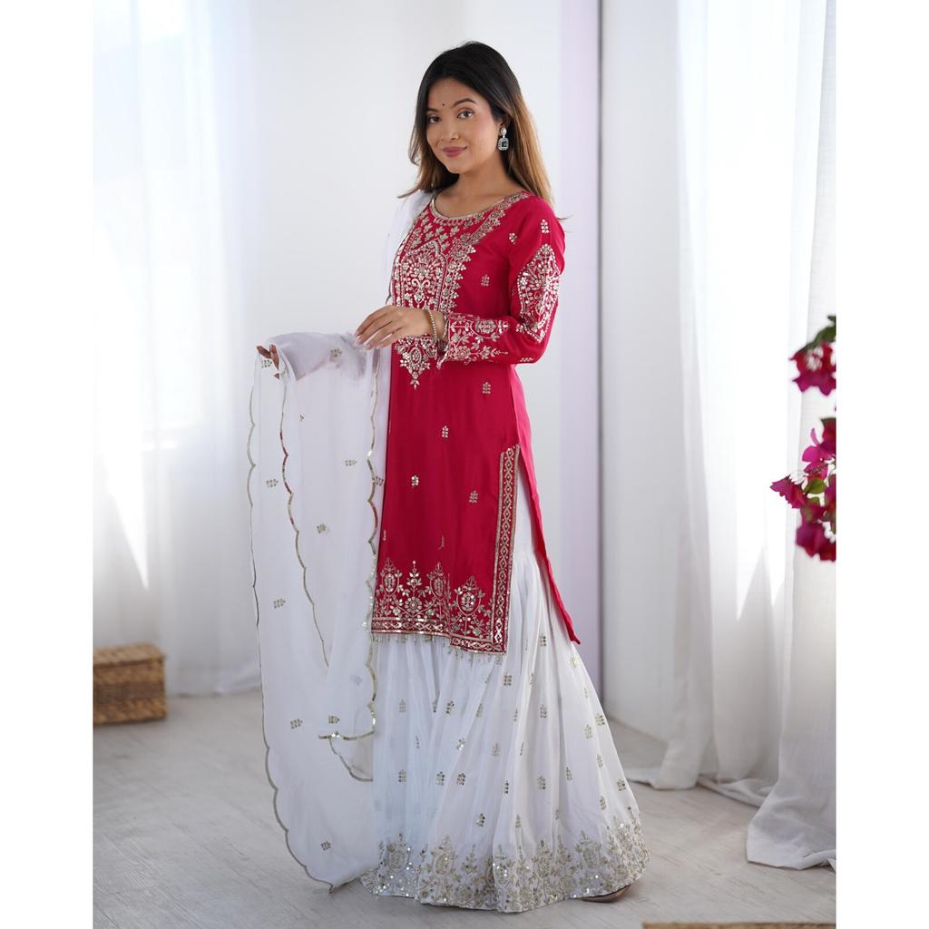 Women Bollywood Ready To Wear Party Wear Sharara Suit Salwar Kameez Set Dress SC-2204
