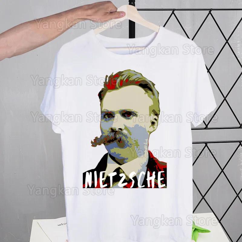Gott ist tot Friedrich Nietzsche Nihilist T-Shirts Tees Shirt Tops Design Kurzärmlig Harajuku Mann Ästhetisch Anime T-Shirt