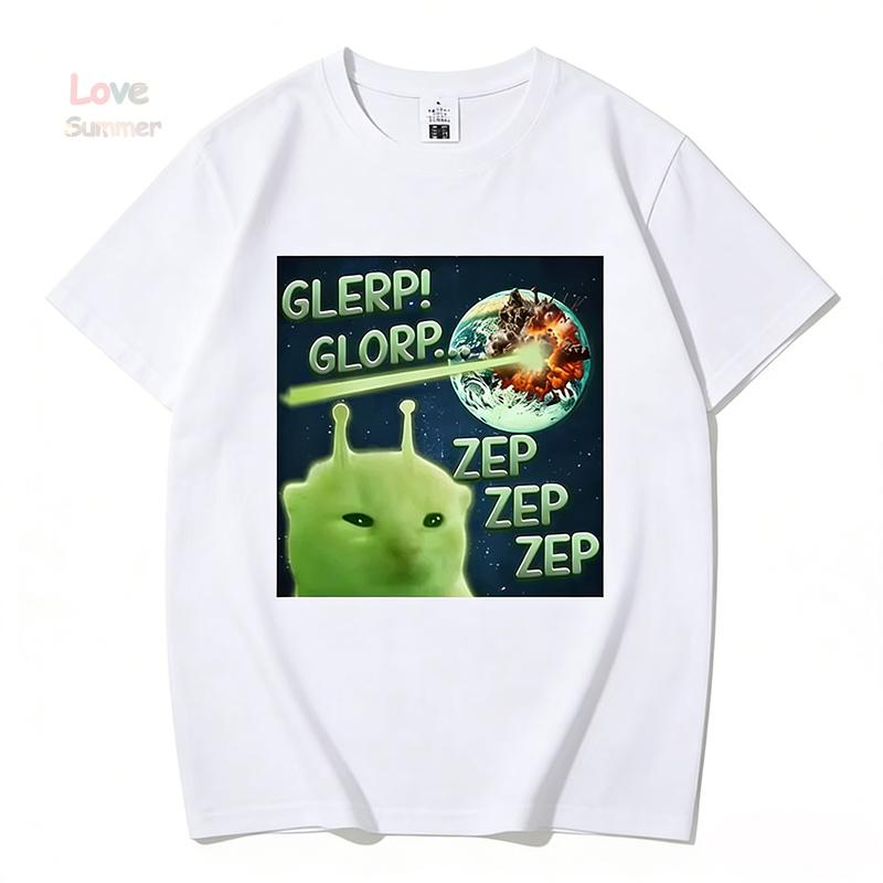 

Смішна футболка з інопланетним котом Модна з коротким рукавом Повсякденна М яка Спортивна Веселий принт Каваї Одяг Жіночий одяг Естетичний Вінтажний 3XL