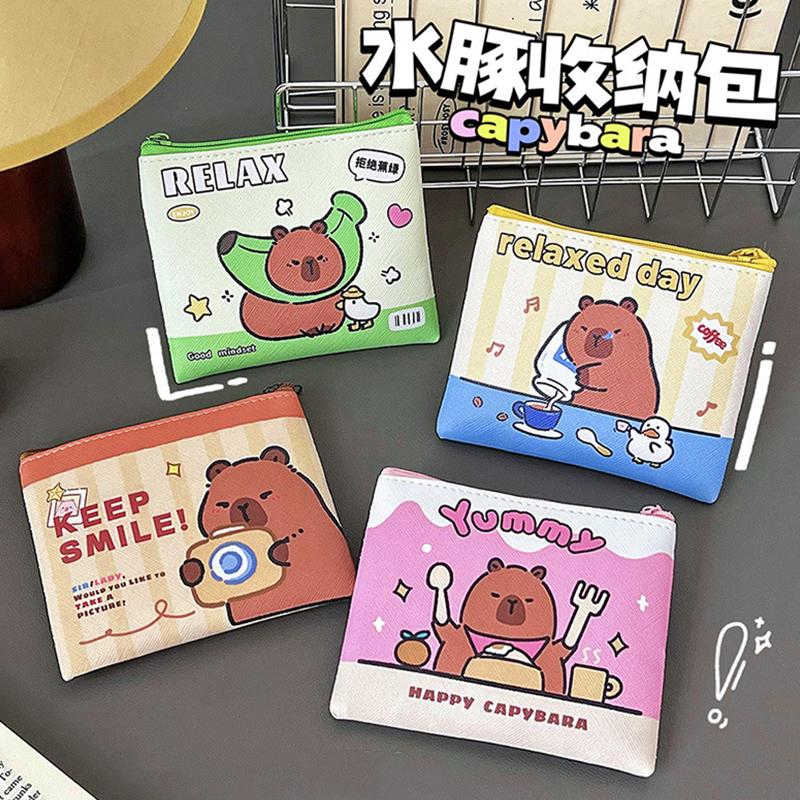 Cartoon Capybara Coin Purse Pouch Cute Wallet Portable Waterproof Mini Storage Bag Lipstick Key Earphone Organizer For Kids Gift