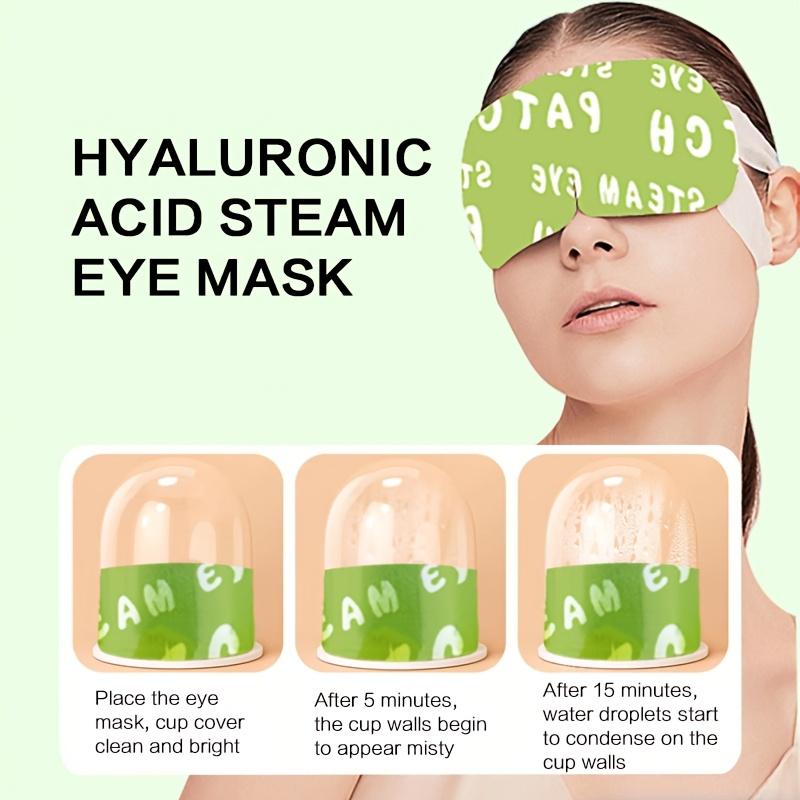 10pcs Hyaluronic Acid Steam Eye Masks, Latex-Free, Moisturizing Eye Treatments for All Skin Types, Soothing Nap & Travel Steam Compress with UV Block