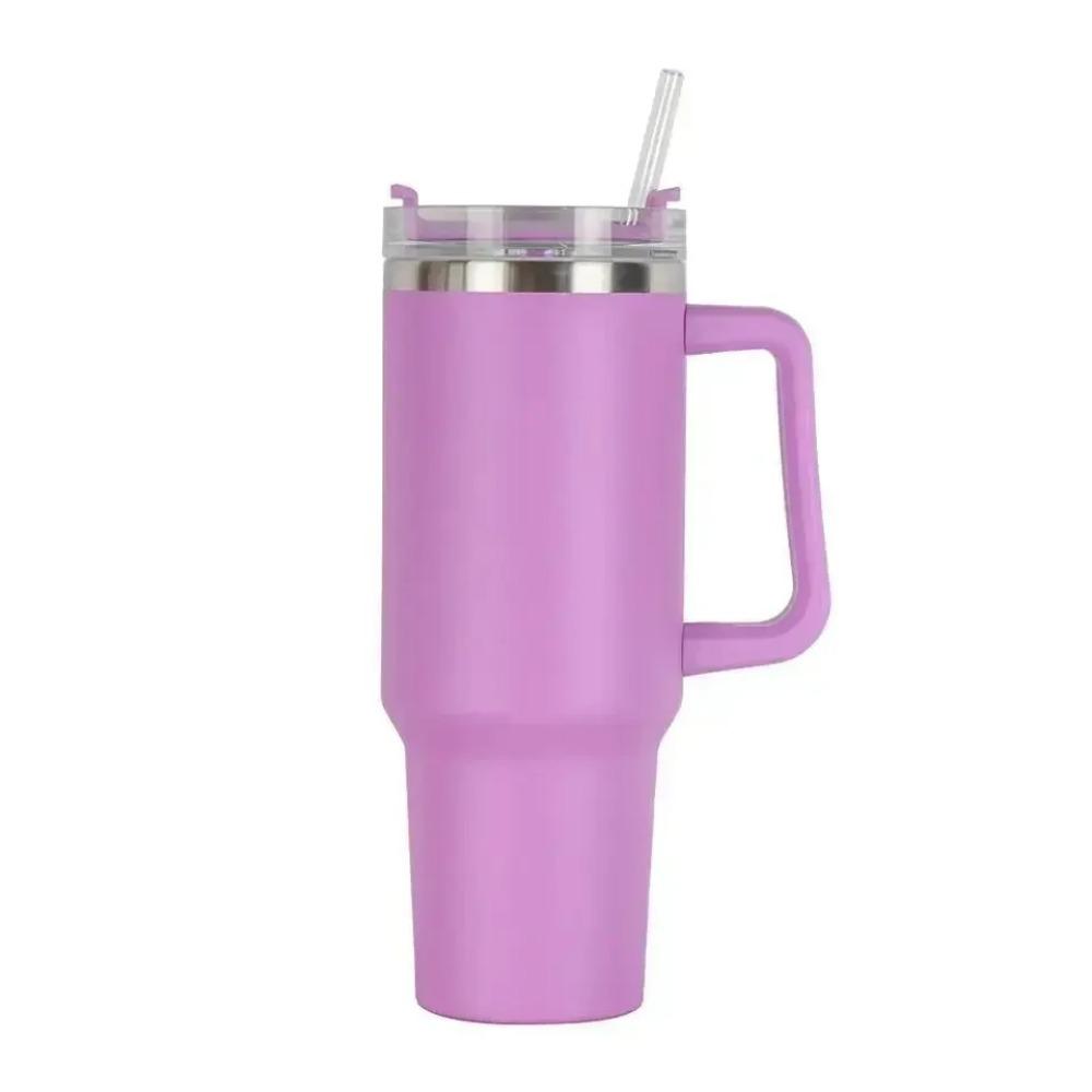 Vaso para coche de acero inoxidable de 40 oz Vaso de agua de gran capacidad con asa y pajita Vaso de viaje aislado de doble pared Regalos navideños