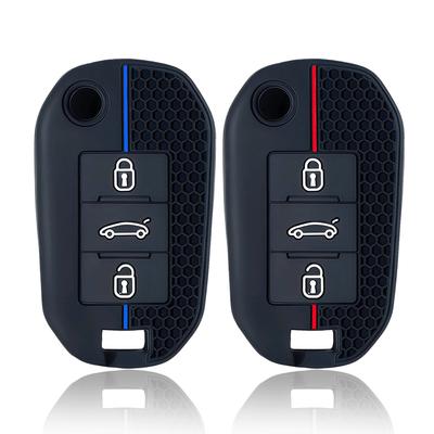 3 Buttons Silicone Car Flip Key Case Cover Shell For Peugeot 208 308 408 508 2008 3008 4008 5008 For Citroen C3 C4 Cactus C6 C8