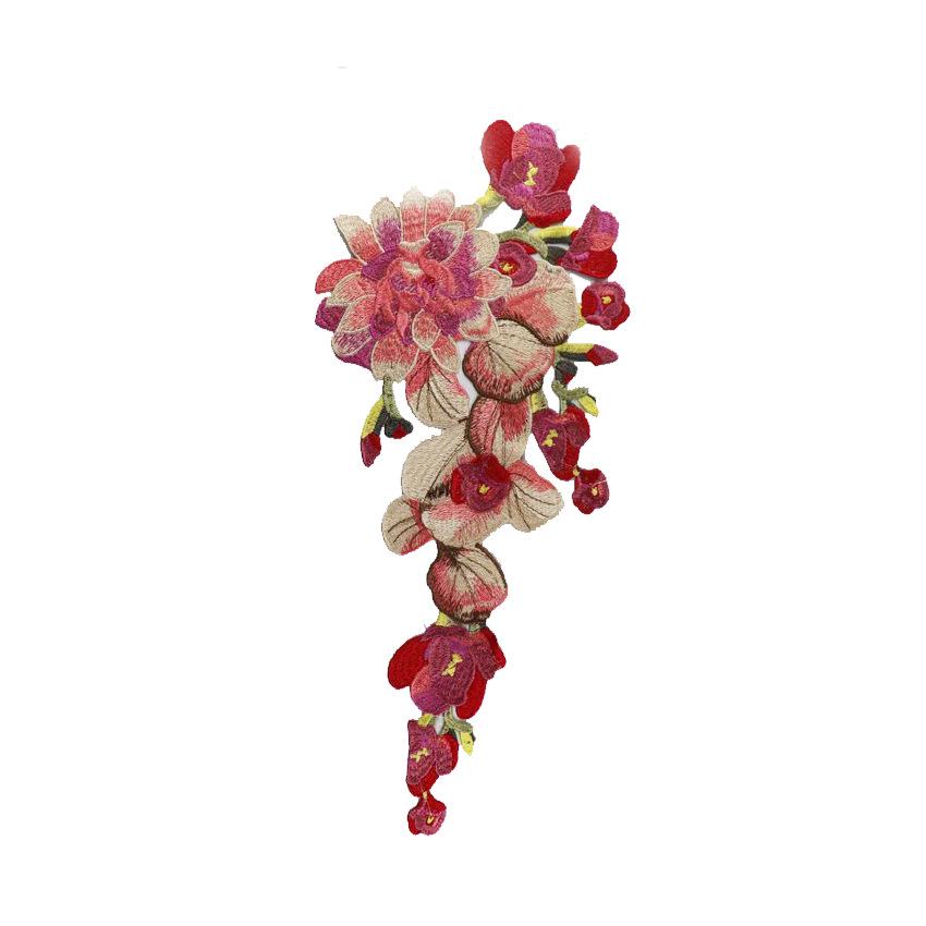 Embroidered Water-Soluble Lace Fabric Appliques - Hand-Sewn Ethnic Peony Design for Qipao