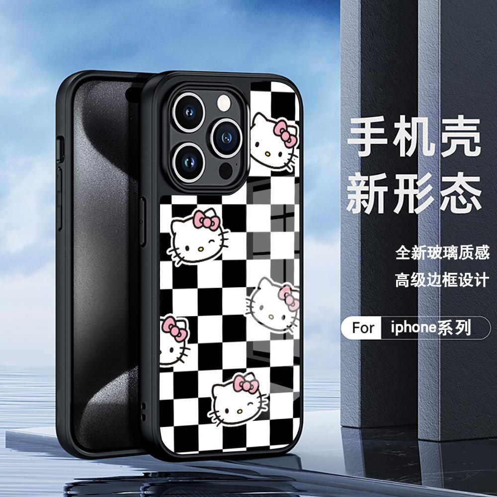 Cartoon Cute KT Cat 15promax iPhone Case Iphone17 Skin-friendly Glass Case 12 Protective Case