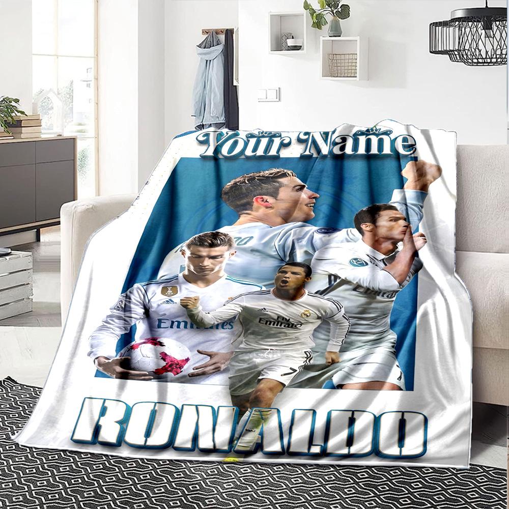 1pc Number 7 Soccer Blanket with Custom Name, Gift, for Men and Women, Soft Blanket, Good for Sofa Bed Couch Travel, Lightweight Flannel Blanket