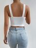 Strick Tanktop mit quadratischem Ausschnitt Crop Tops Damen Sommer Camisole Einfarbig Camisole Mode Sporttube Ärmellos Kurz Y2K Mädchen Kleidung
