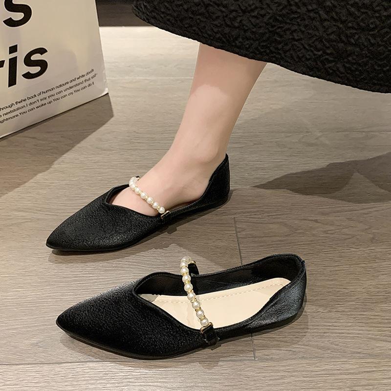 With skirt women's pointed flat shoes Mary Jane shoes spring and autumn new single shoes