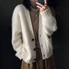 IHUASU Knitted Cardigan Women's Autumn and Winter Thickened Short Loose Bottoming Jumper Jacket