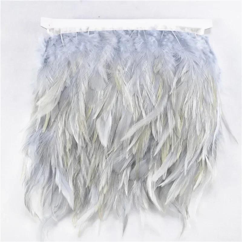 FeatherColored Pheasant Feathers On Tape Trim Fringe White Black Rooster Chicken Feather Skirt Trims Clothes Ribbon Sewing Handicrafts
