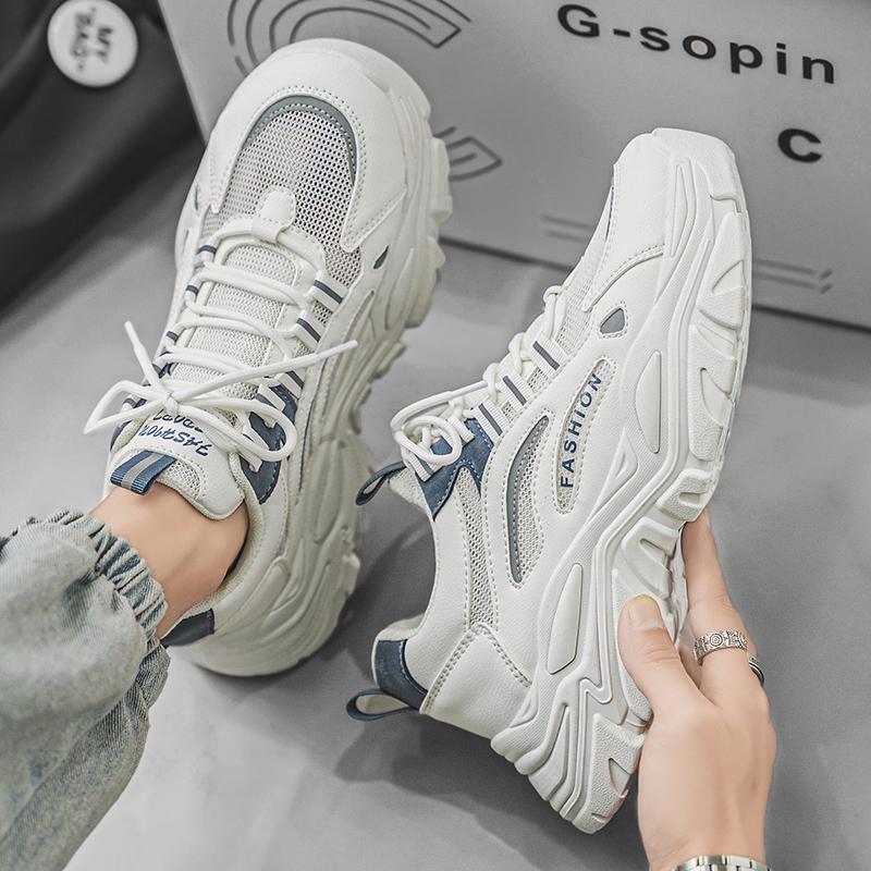 

Sports Casual Shoes Fashion Simple Street Clunky Sneaker Comfortable Wear-Resistant Lace-Up Men Shoes Sport Shoes Free Shiping 42 бежевий