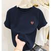Niche design sense front shoulder cotton short-sleeved t-shirt women's fashion versatile pink top thick bottoming shirt summer