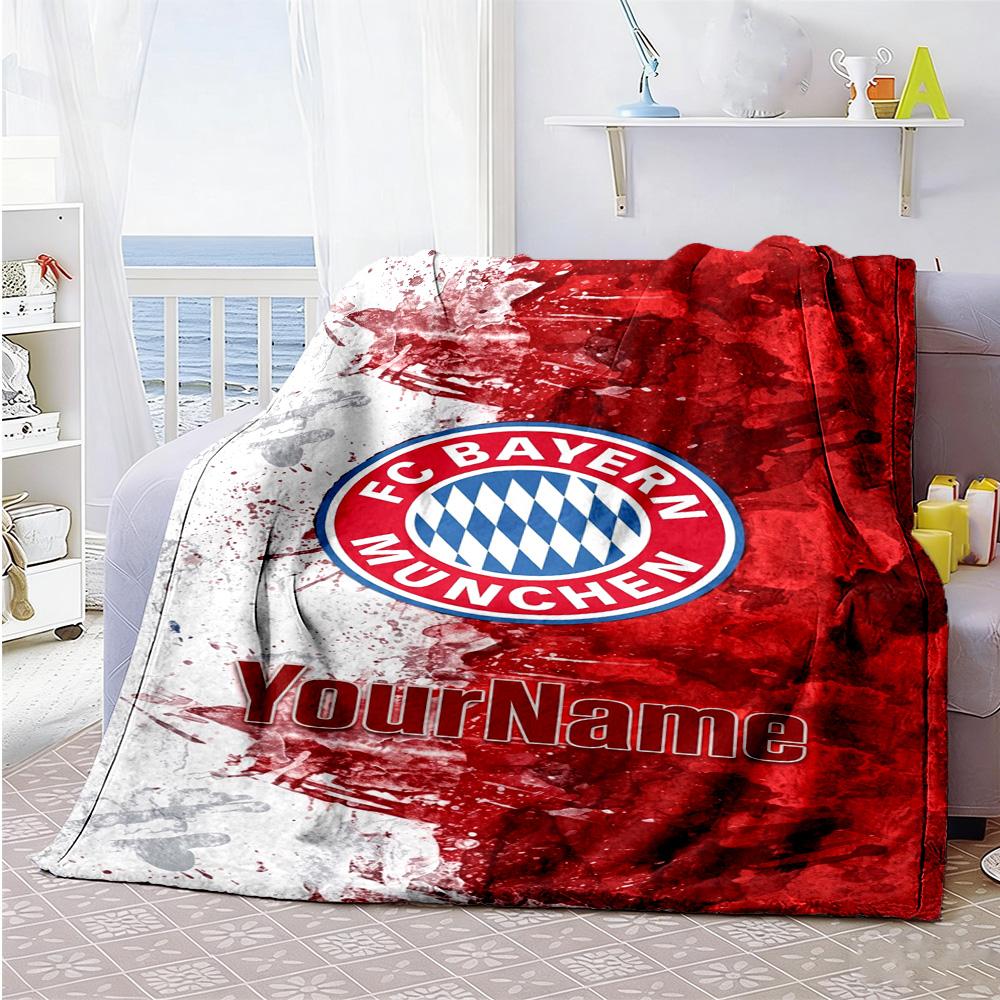 Bayern Munich Customize Your Name Blanket Cozy Customizable Blanket Ultra-Soft Perfect for Living Room Livingroom Office Bedding Ideal for All Seasons