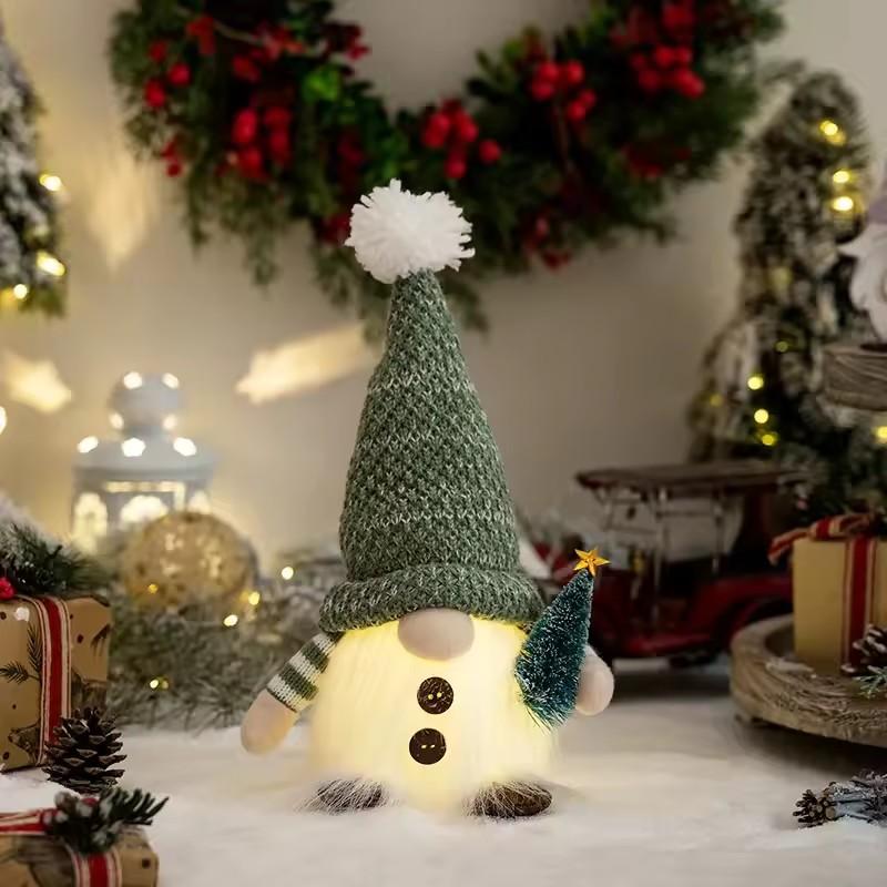 2025 Christmas Glowing Gnome Ornaments - Knitted Doll with LED Light, Home Xmas Decor for Navidad & New Year 2026 Present