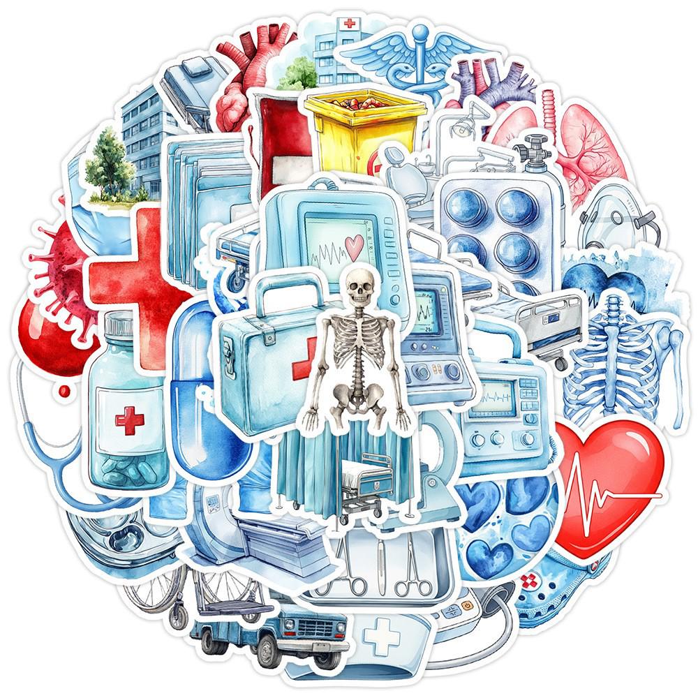 50 Human Teeth & Organs Cartoon Stickers - Waterproof Decorative Doodles for Water Bottles, Phones, Laptops, Suitcases (50-Pack)