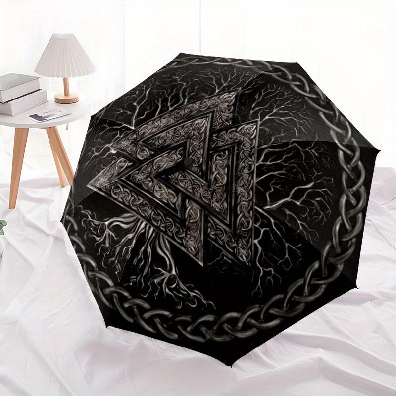 Valknut Tree of Life Norse Symbol Umbrella, Portable 3-Fold Umbrella for Men & Women,Christmas Gift ES311