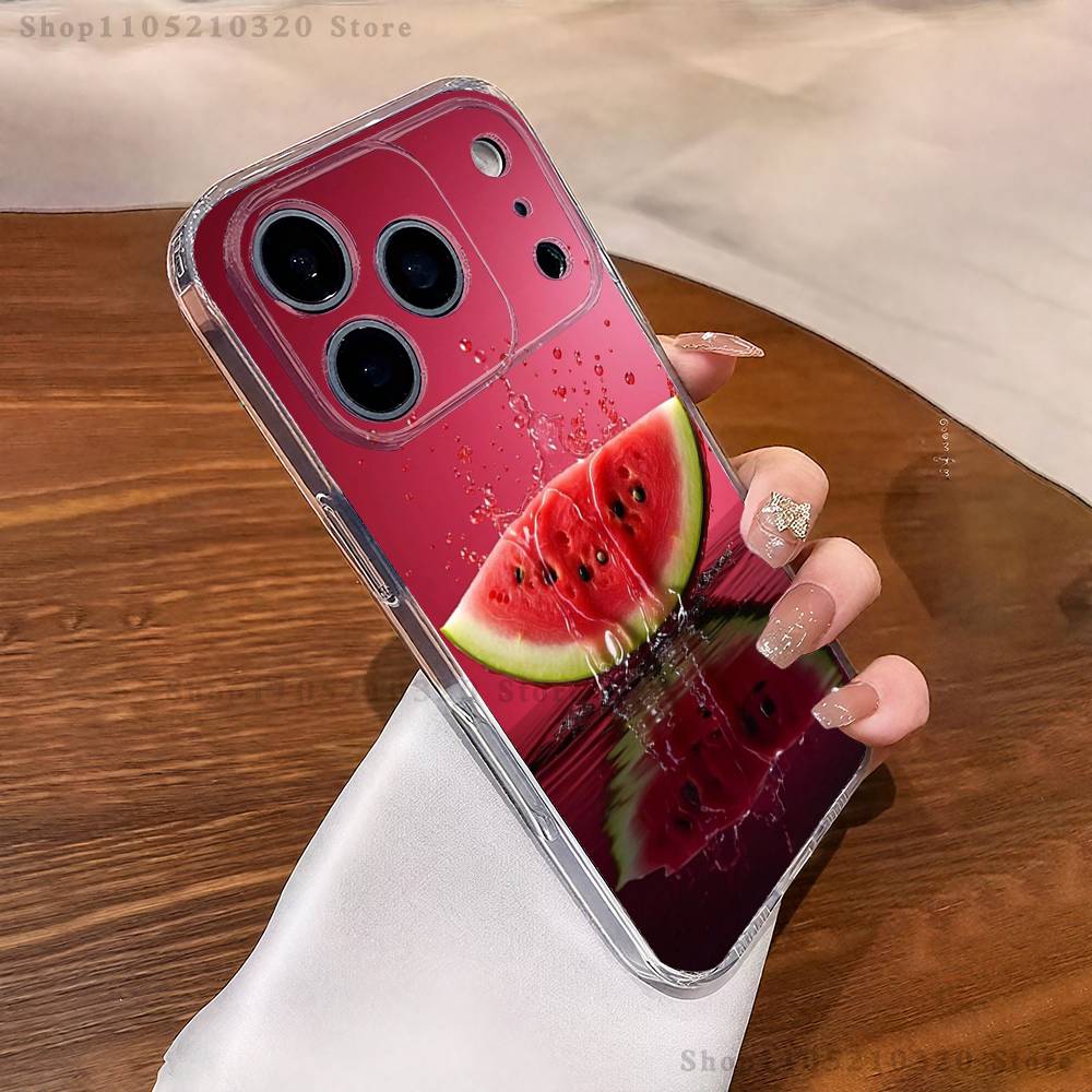 Fruit Watermelon  Phone Case For iPhone 17,16,15,14,13,12,11 Pro,Max,Plus,X,XS,XR,SE4,E Mini Transparent Soft Cover