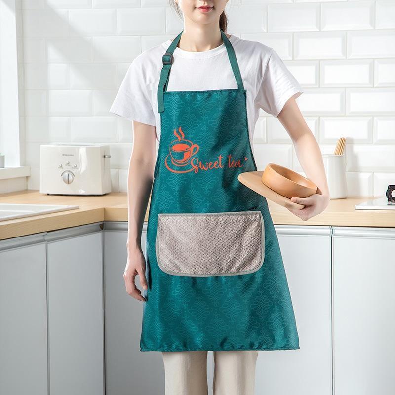 Resistant Oil Waterproof Polyester Oxford Stripeds Apron Wipe Kitchens Hand