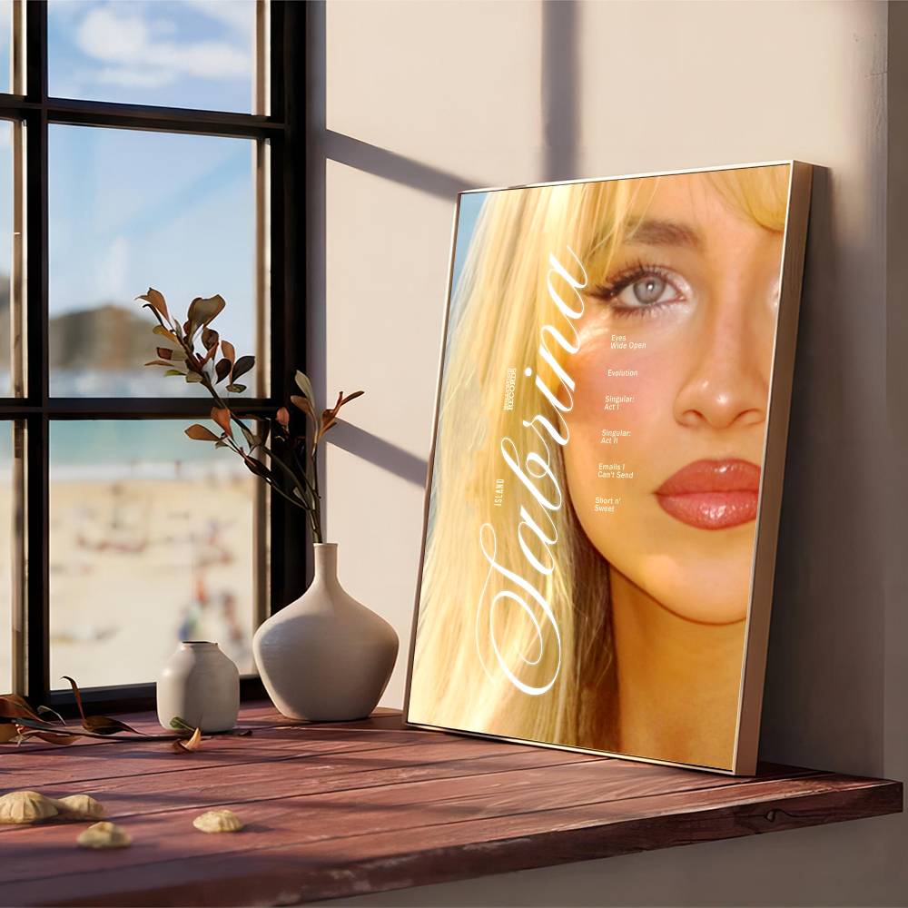 Chanteuse Sabrina Carpenter Série Papier Blanc Vintage Affiche Autocollant Papier Imperméable Esthétique Café Bar Peinture Murale Artistique