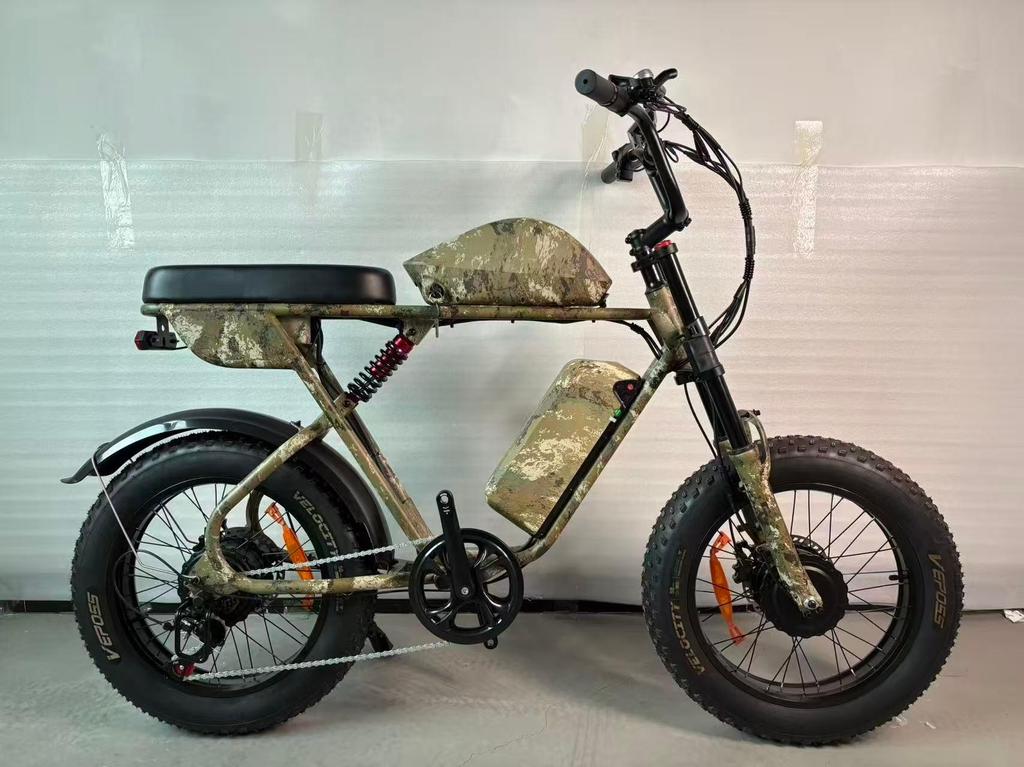 Ny K10 terräng elcykel 2000W dubbelmotor 52V 43Ah dubbelt batteri 20 * 4,0-tums tjockt däck elcykel hydraulisk broms