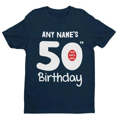 Personalised 50th Birthday T-Shirt – Custom Name & Photo Gift Idea For Fiftiet