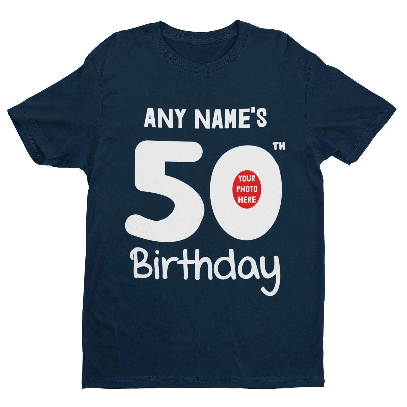 Personalised 50th Birthday T-Shirt – Custom Name & Photo Gift Idea For Fiftiet S