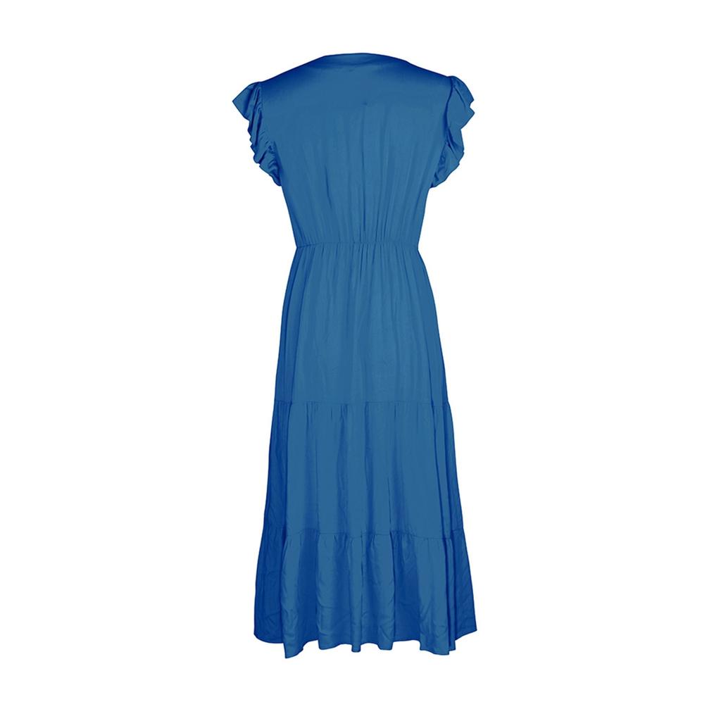 Women's Spring And Summer V-neck Cross Polka Dot Floral Dress With Lace Dress