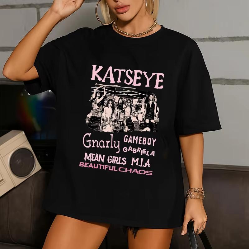 Hot Katseye Funny Print Tshirt Unisex Unisex Casual Graphic Tees Tops Unisex Oneck Short Sleeve T Shirt Gothic Y2k Tshirt Clothes