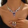 Winter Crystal Butterfly Necklace Earrings Set Jewelry Luxury Wedding