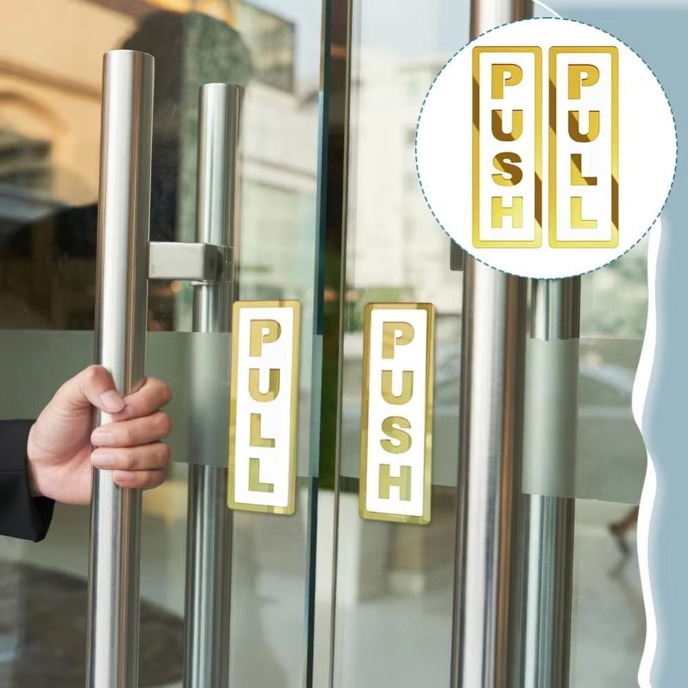2Pcs Creative Sliding Door Logo 3D Push Pull Door Sign  Glass Door Identification