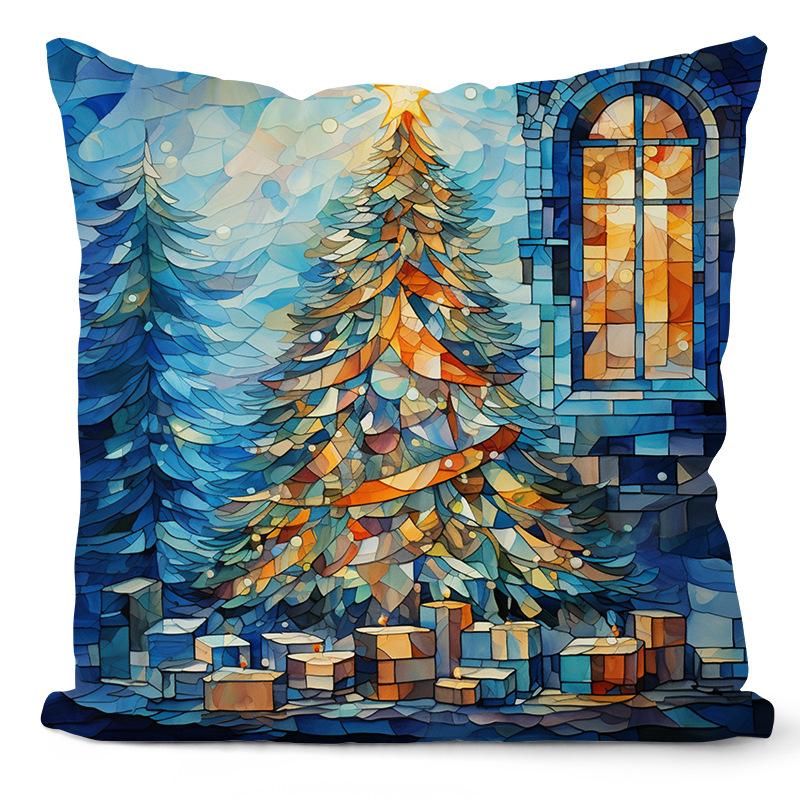 New Christmas Pillowcase Snowman Print Pillowcase Blue Glass Christmas Decoration Pillowcase