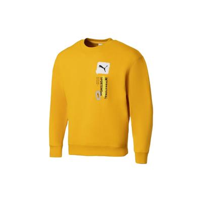 Logo Print Crew Neck Sweatshirt Men Tops Yellow 536303-85
